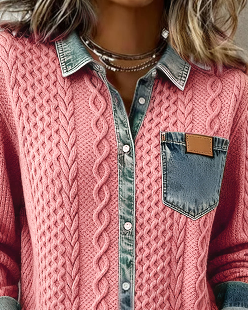 Chemise Manches Longues À Patchwork Jean