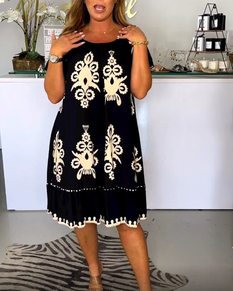 Robe imprimée à col rond