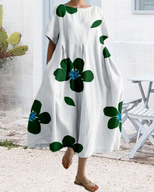 Robe ample imprimée à manches courtes