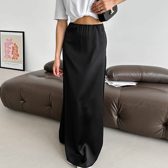 Elora | Jupe Longue Slim Noire pour femmes
