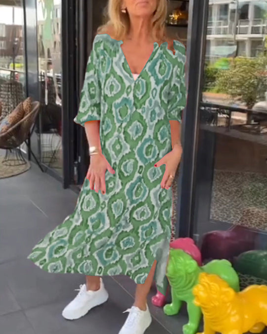 Robe à imprimé mode avec demi-manche