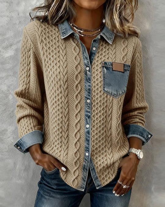 Chemise Manches Longues À Patchwork Jean