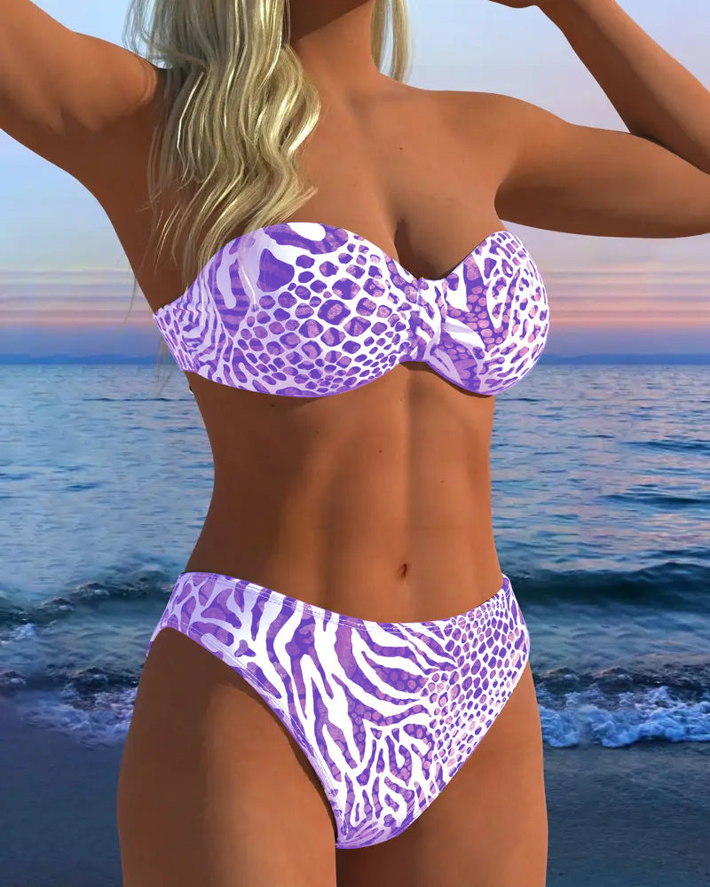 Maillot De Bain Sexy Imprimé Léopard Deux-Pièces