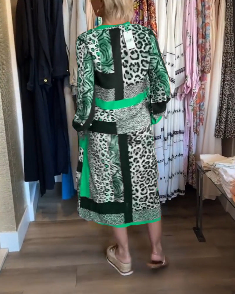 Robe imprimé géométrique léopard