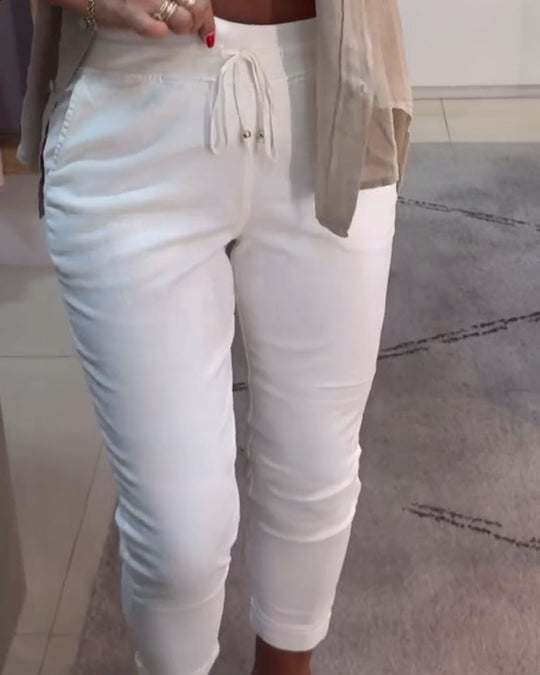 Pantalon Fuselé Décontracté Avec Cordon