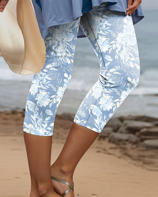 Pantalon Stretch Casual Imprimé Court