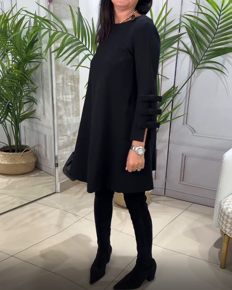 Robe décontractée au genou avec manches longues
