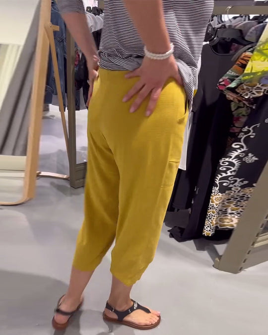 Pantalon Décontracté Fuselé Coton Et Lin Court