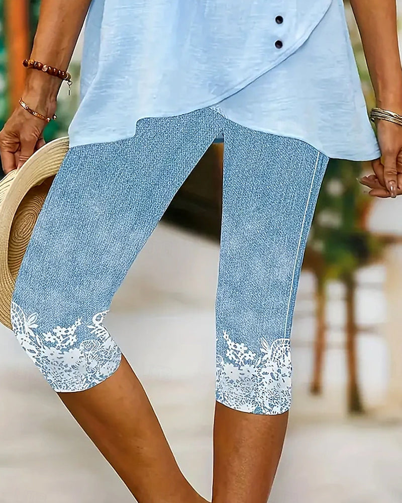 Pantalon Décontracté Imprimé Court