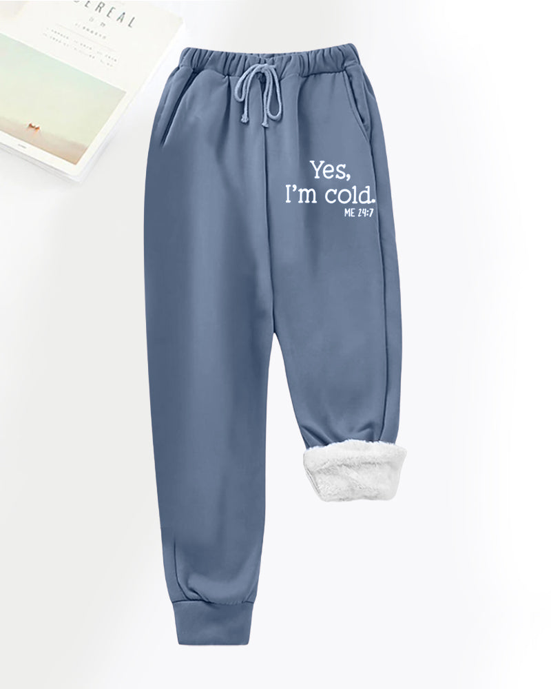Pantalon décontracté en polaire imprimé lettres