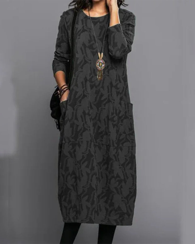 Robe imprimée avec poche et manches longues