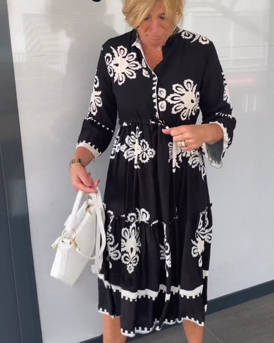 Robe à imprimé floral et manches 3/4