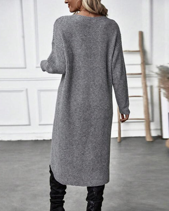 Robe pull de couleur unie à ourlet irrégulier