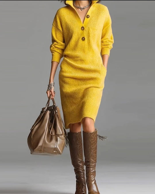 Robe pull décontractée de couleur unie pour l'automne et l'hiver