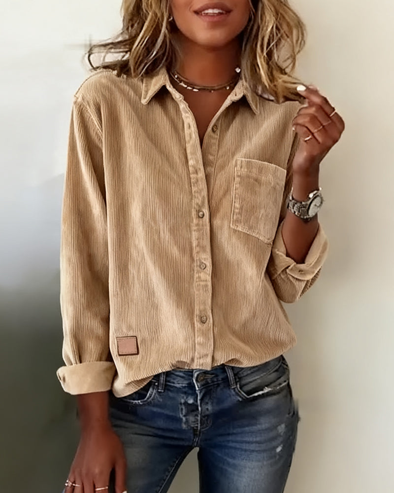 Chemise Tendance Velours Côtelé Revers