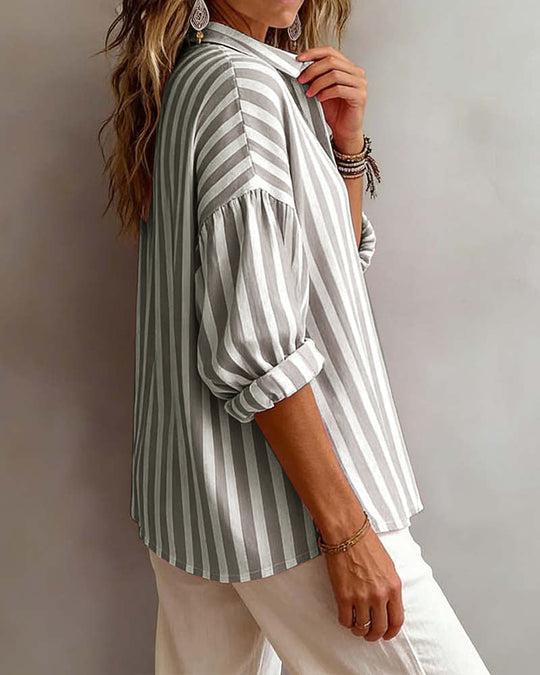 Blouse Rayée Ample À Col