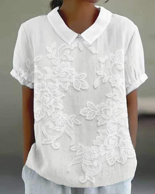 Blouse Avec Col Imprimé Uni