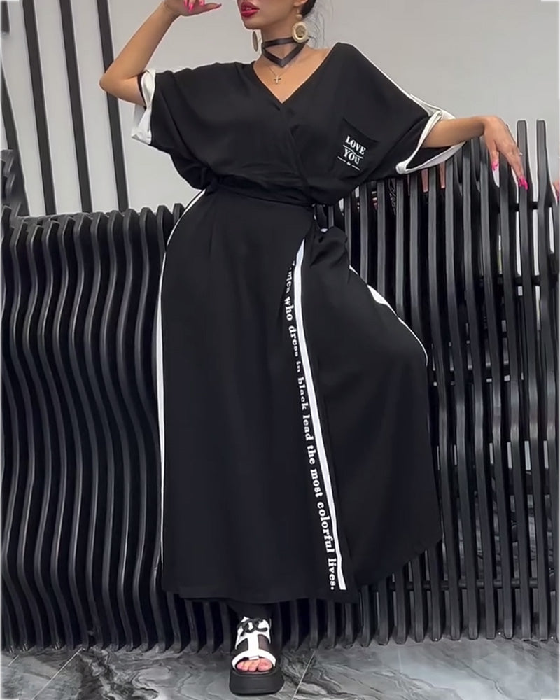 Costume Col V Irrégulier Pantalon Ample