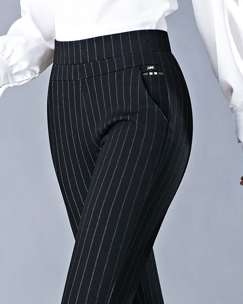 Pantalon taille haute décontracté avec poches