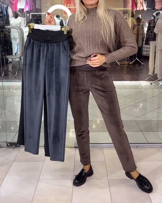Pantalon simple de couleur unie, chaud et confortable