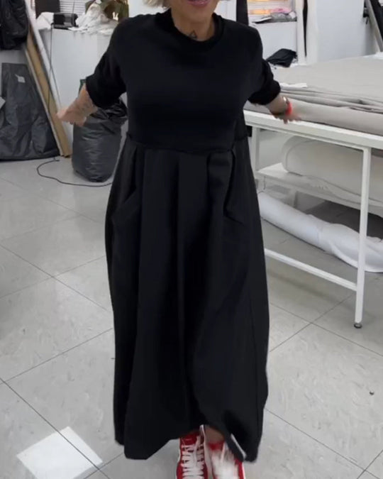 Robe longue décontractée de couleur unie