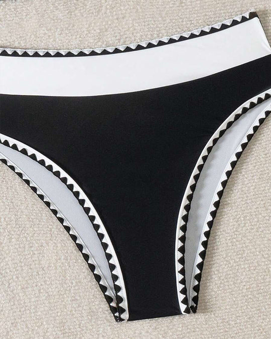 Bikini Sexy Couleur Contrastée Fendu Triangle