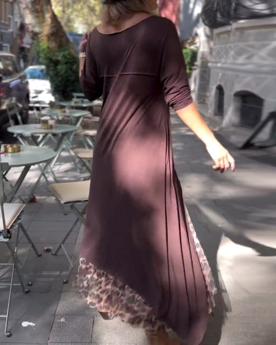 Robe À Manches Longues De Couleur Unie Irrégulière
