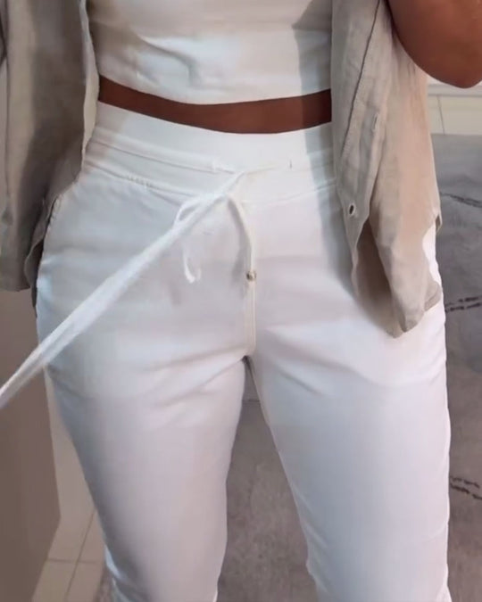 Pantalon Fuselé Décontracté Avec Cordon
