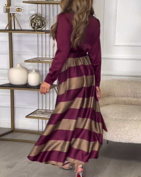 Robe élégante à rayures et à bretelles