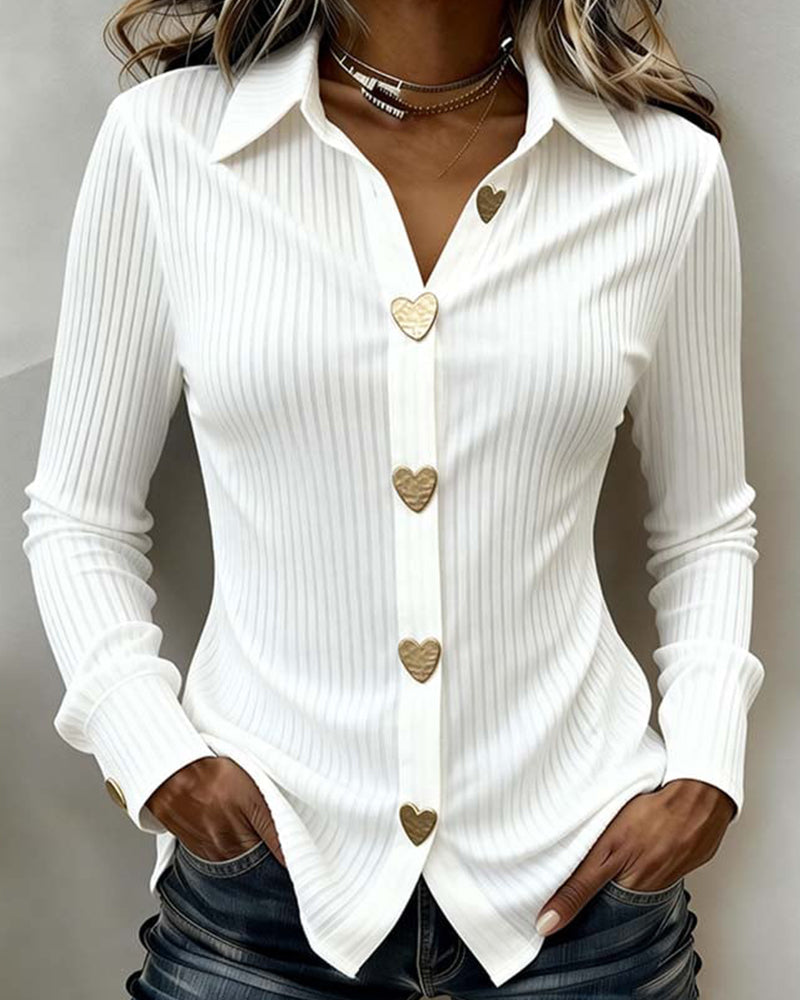 Chemise Boutonnage En Forme De Cœur Col