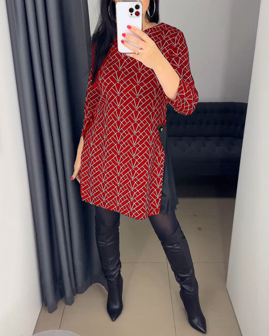 Robe imprimée ligne col rond