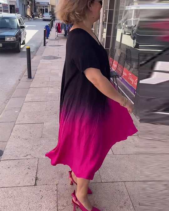 Robe dégradée plissée décontractée