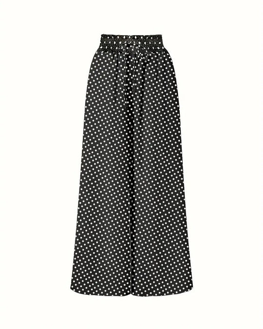 Pantalon Imprimé Pois Long