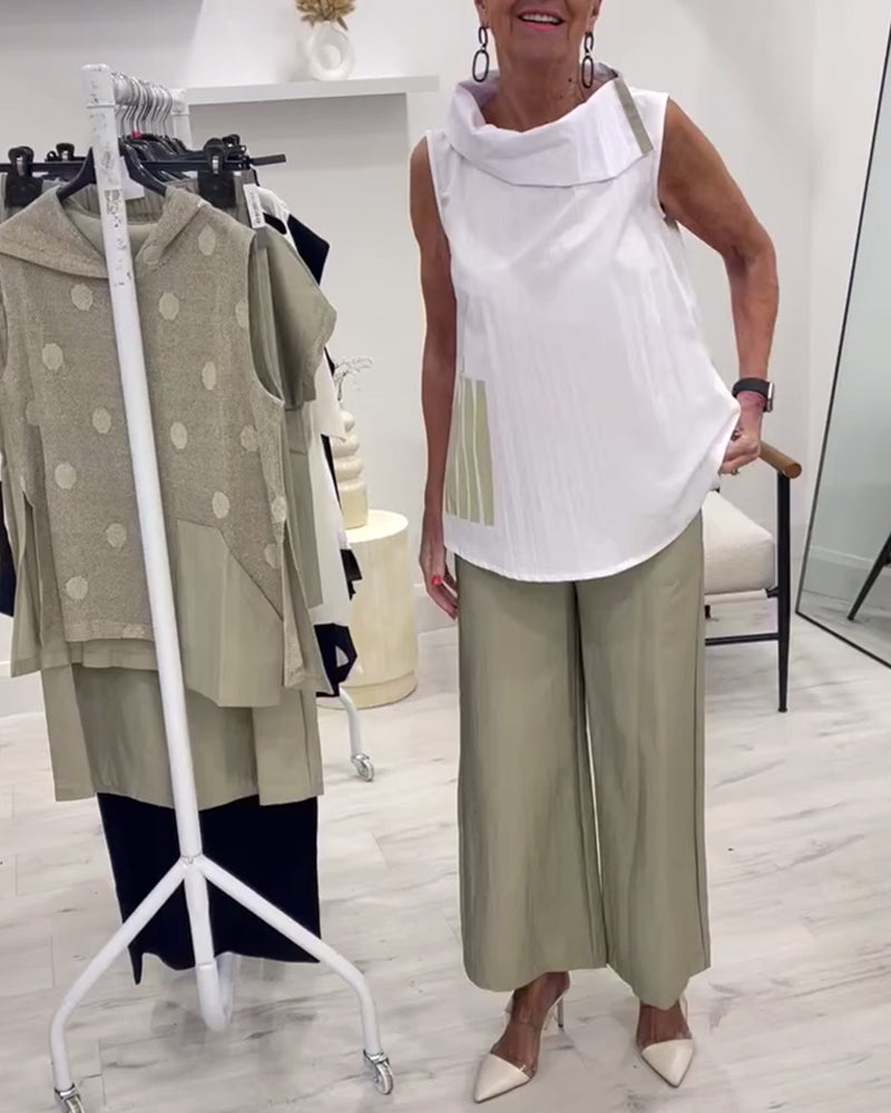 Costume Sans Manches Large Col Tendance