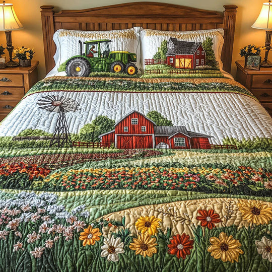 Ensemble de lit matelassé de 3 pièces - Ferme Heureuse
