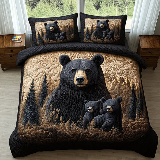 Ensemble de lit matelassé de 3 pièces - Animaux de la Forêt