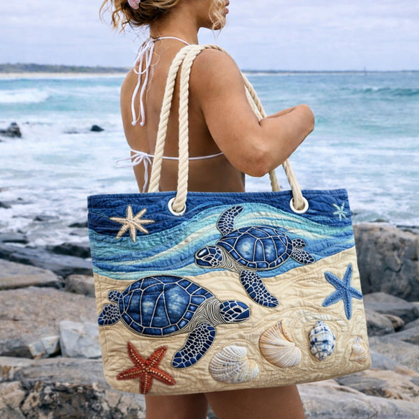 Sac de Plage Fait Main | Évasion Océanique de Tortue
