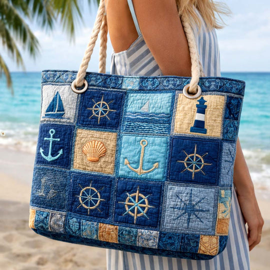 Sac de Plage Fait Main | Nautique Bleu