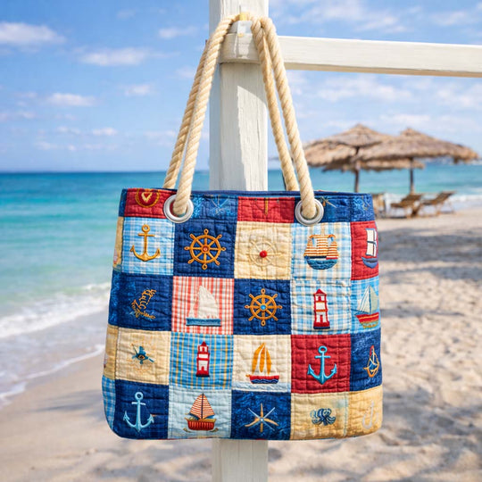 Sac de Plage Fait Main | Patchwork Marin