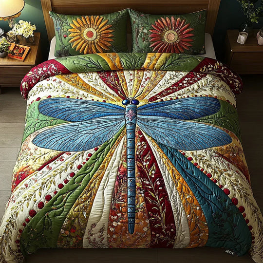 Jeu de lit matelassé de 3 pièces - Libellule Dorée