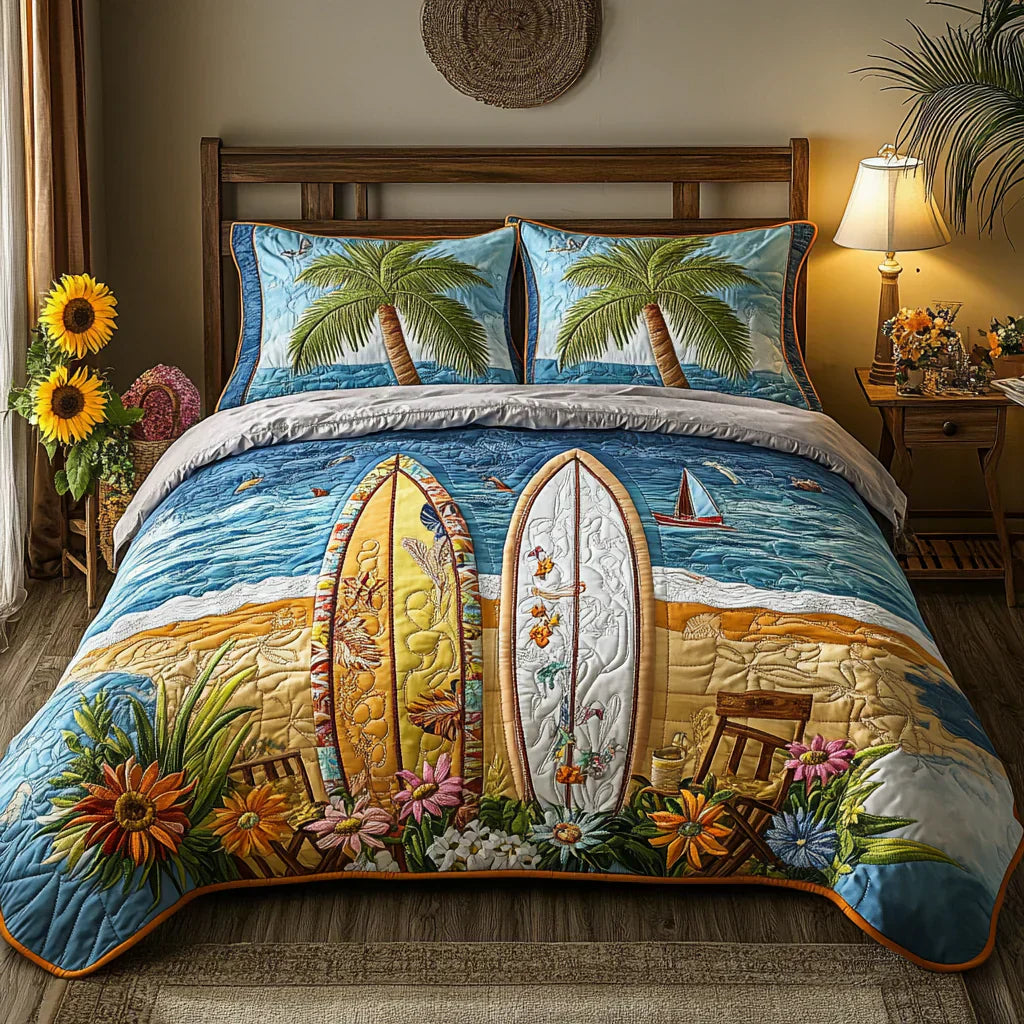Jeu de lit matelassé de 3 pièces - Brise de l'île