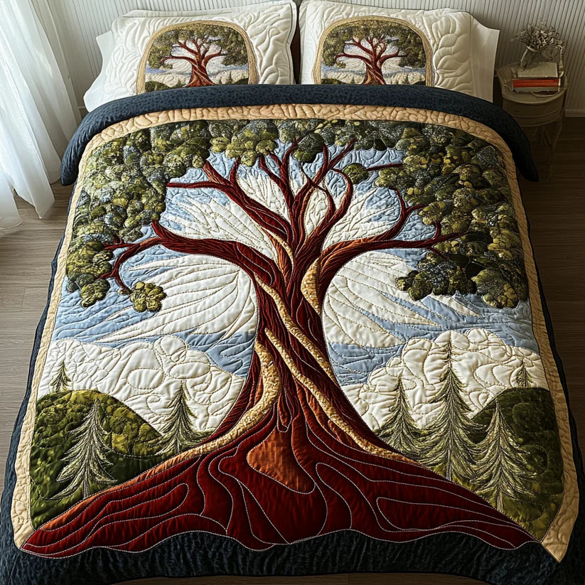 Jeu de lit matelassé de 3 pièces - Arbre de la Vie