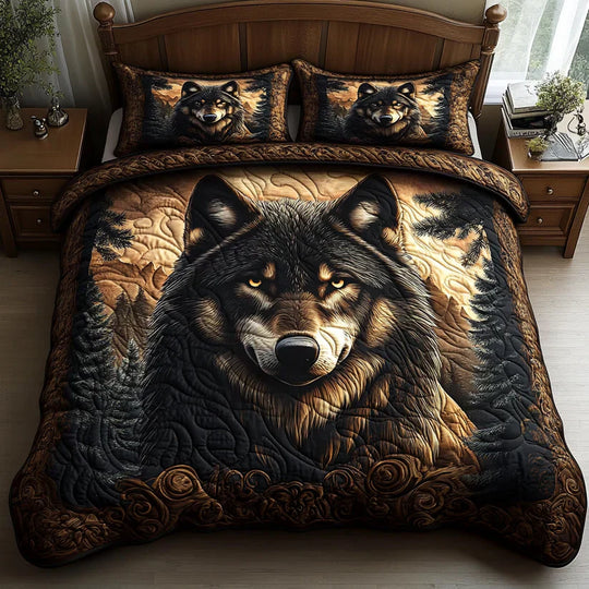 Ensemble de lit matelassé de 3 pièces - Animaux de la Forêt
