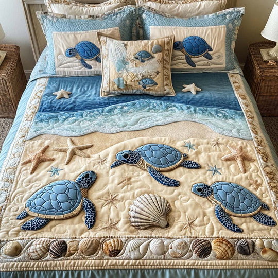 Ensemble de lit matelassé de 3 pièces - Tortues Marines