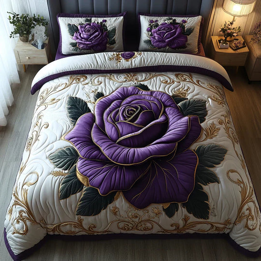 Ensemble de lit matelassé de 3 pièces - Rose Violette