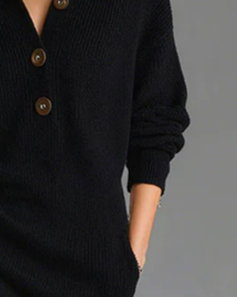Robe pull décontractée de couleur unie pour l'automne et l'hiver