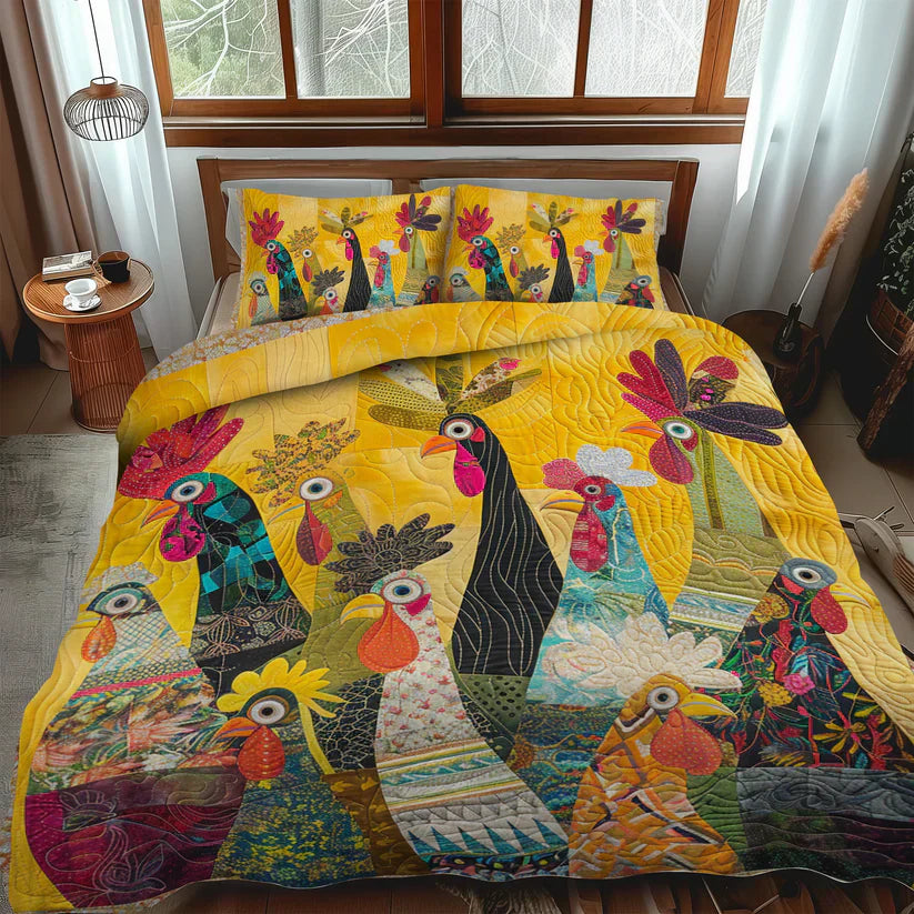 Ensemble de lit matelassé de 3 pièces - Coq de l'Aube