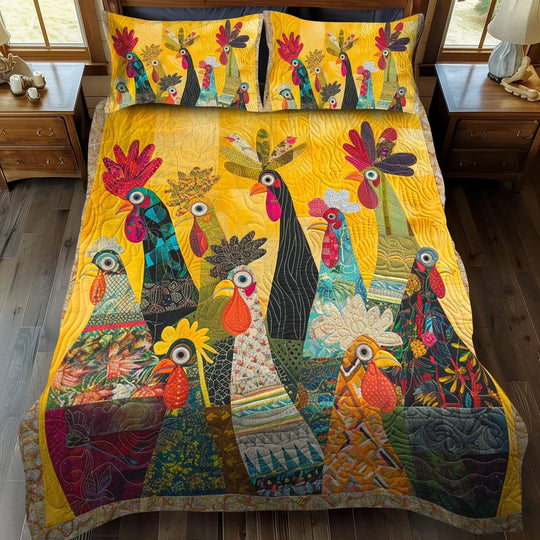 Ensemble de lit matelassé de 3 pièces - Coq de l'Aube