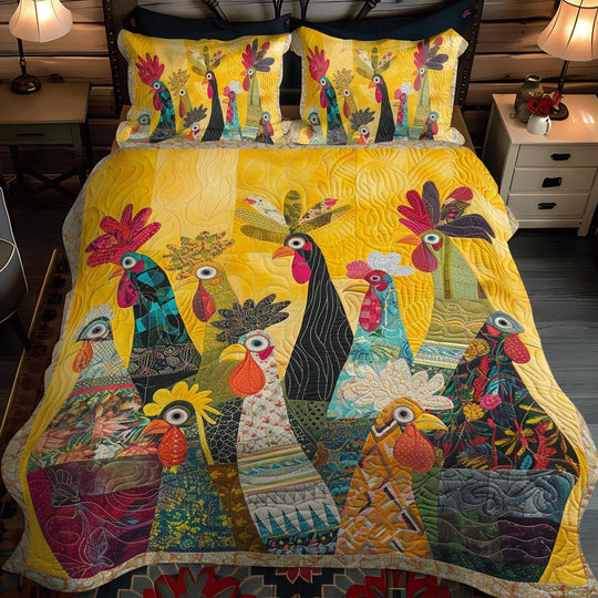 Ensemble de lit matelassé de 3 pièces - Coq de l'Aube