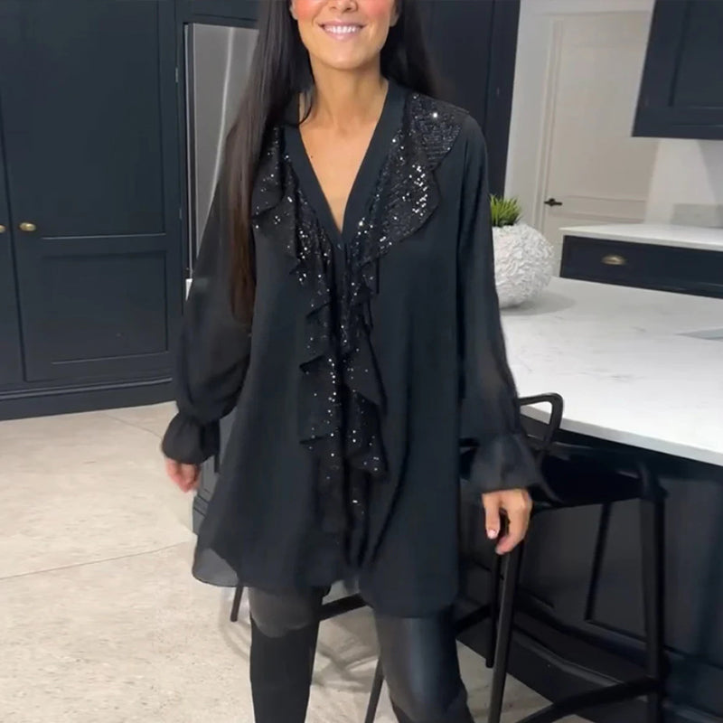Blouse à volants et style élégant